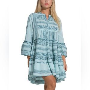 Elan Blue Two-Toned, Long sleeve A-line Dress. NWT